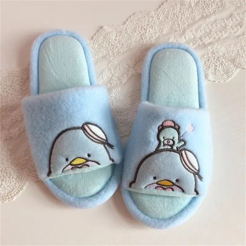 Color: Beige, Shoe Size: 39 - Kawaii Peep Toe Slippers Girl Cute Indoor Shoes Open Toes Home Slippers Casual Lolita Flat Non-slip Purple Pink Japanese Style