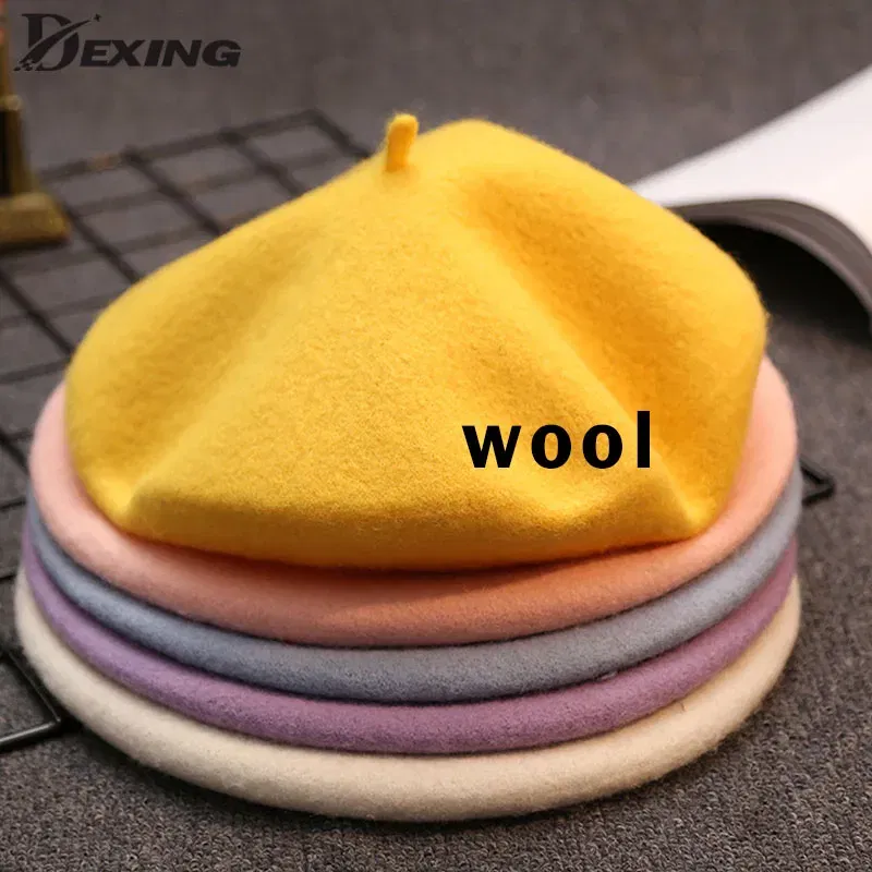 Color: WHITE, Hat Size: One Size - Wool Thick  Berets Artist French Beret Women Painter Hat Girls Female Warm  Walking Cap