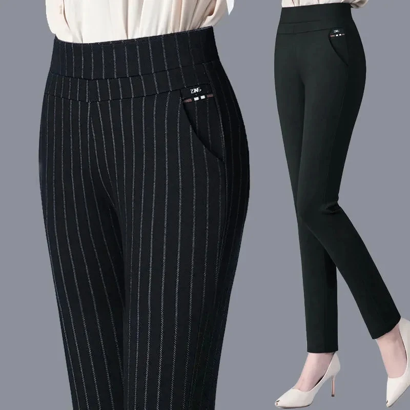 Color: WHITE, Size: M - Thin & Thick Warm Winter Pencil Pants Womens Snow Plush Strench Lady OL SkinnyTrousers Femal Thichen Slim  Clothing Leggings