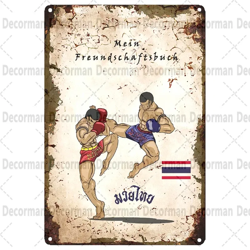 Color: Green - [ Mike86 ] Muay Thai Tin Sign Wall Home Boxing Thailand Metal Poster art Painting Pub LTA-3188 20*30 CM