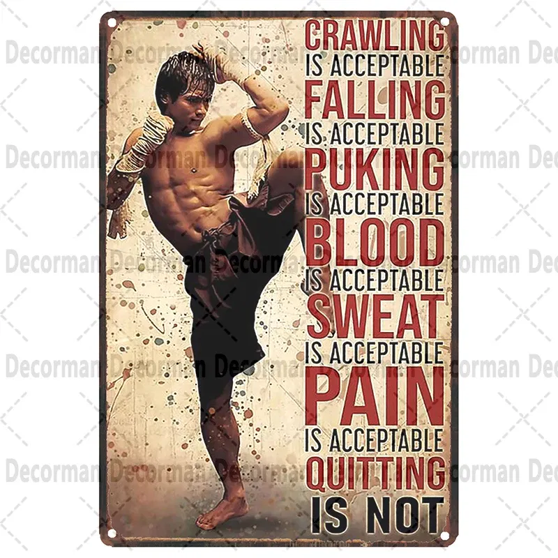 Color: Green - [ Mike86 ] Muay Thai Tin Sign Wall Home Boxing Thailand Metal Poster art Painting Pub LTA-3188 20*30 CM