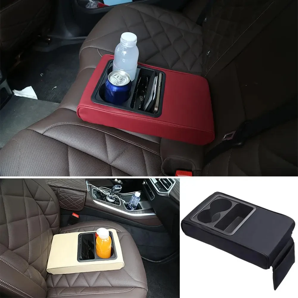 Color Name: PURPLE, Ships From: CHINA - Car Armrest Cushion With Cup Holder Universal Storage Support Central Armrest With Elbow Pocket Cotton Memory Wear-Resistant