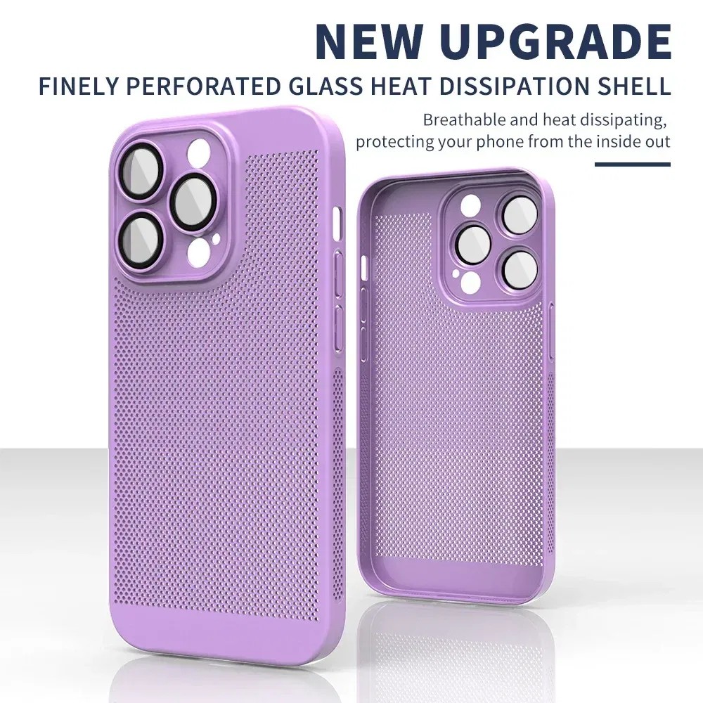 Color: Blue, Compatible-Phone Models: For iPhone 12 Pro Max, Ships From: CHINA - Breathable Heat Dissipation Cooling Case For iPhone 16 Pro Max 15 14 13 12 11 PC Hard Back Cover