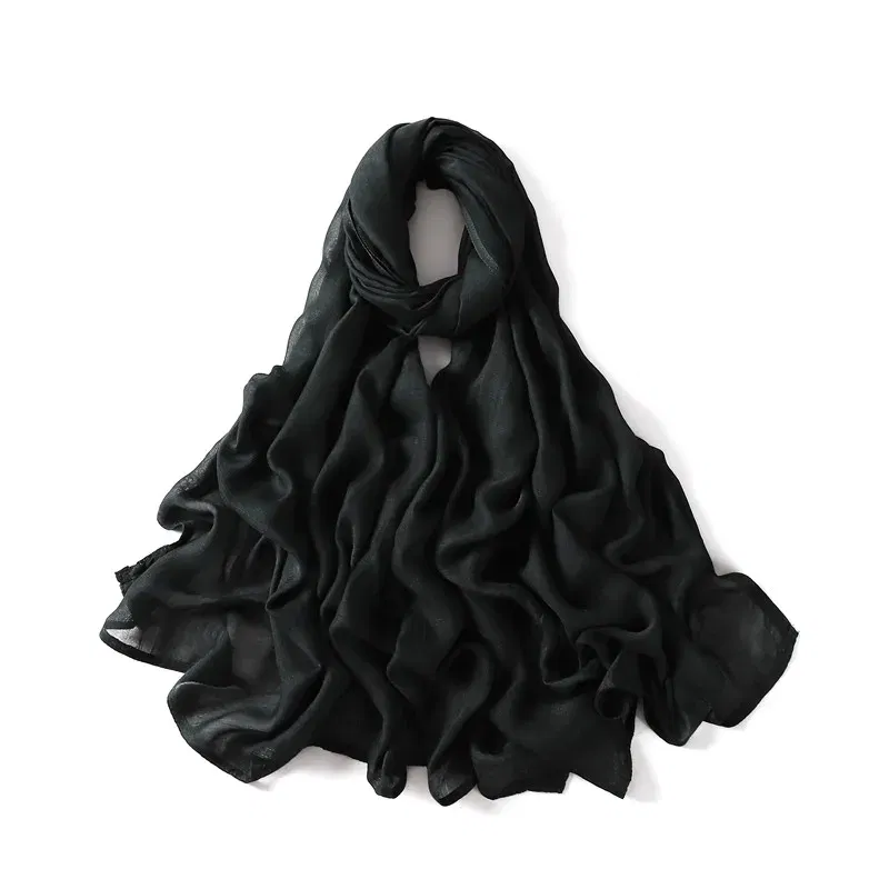 Color: GRAY - Women Big Size Plain Solid Cotton Rayon Hijab Scarf Lady High Quality Wraps and Shawls Musulman Headband Islamic Turban 180*95Cm