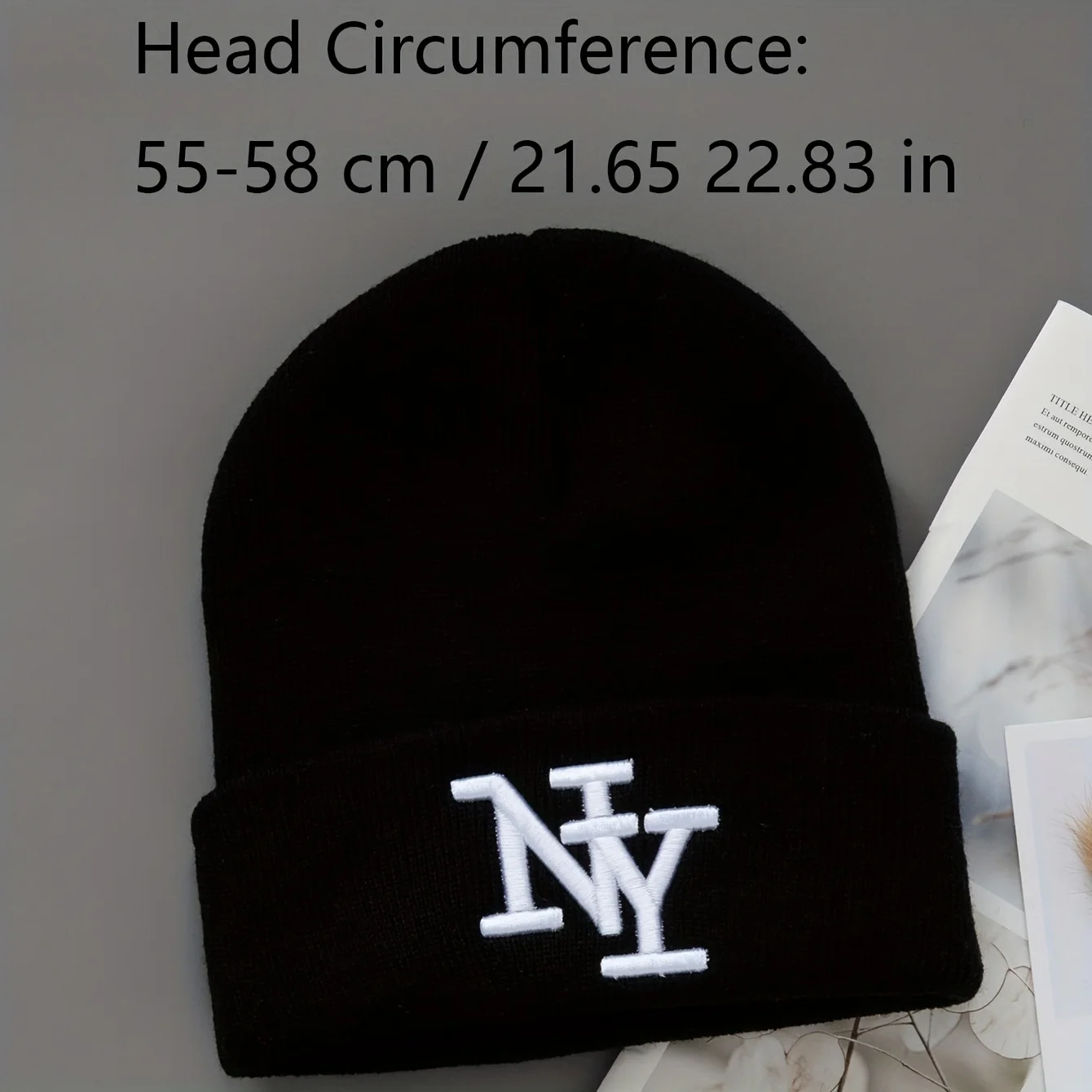 Color: Iron oxide red  - 1/2/3pcs Unisex Winter Beanie Hats, Solid Color Knitted Warm Outdoor Caps with Embroidered NY Logo, Hand Washable, Black