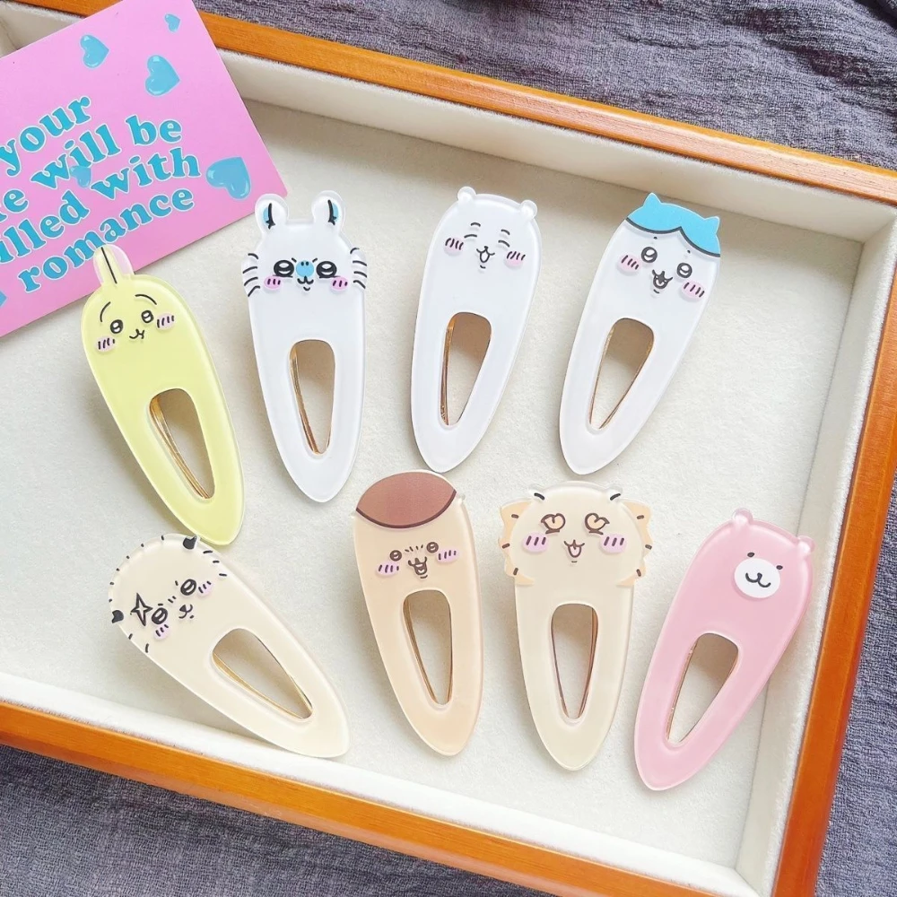 Color: Pink - 2024 Creative Duck Beak Hairclip Anime Figure Chiikawa Hachiware Girl's Forehead Fringe Side Hair Clip Student Hair Accessories