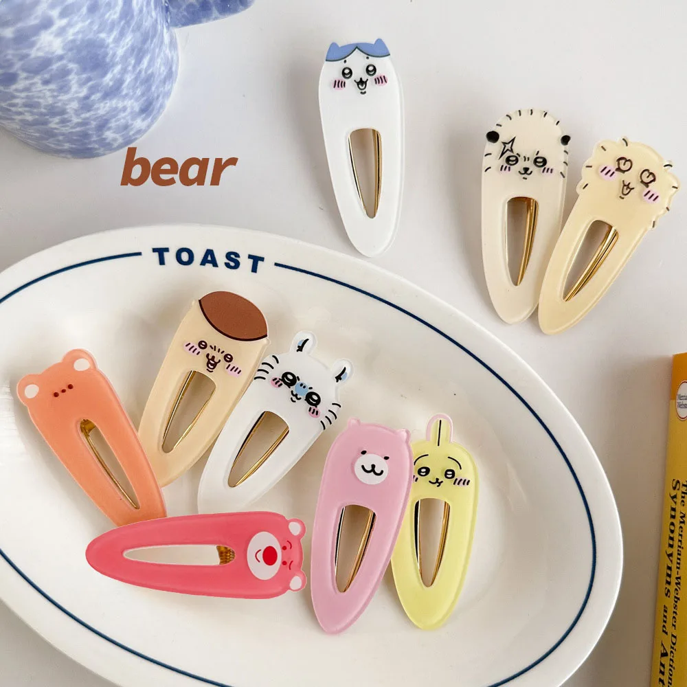 Color: Pink - 2024 Creative Duck Beak Hairclip Anime Figure Chiikawa Hachiware Girl's Forehead Fringe Side Hair Clip Student Hair Accessories