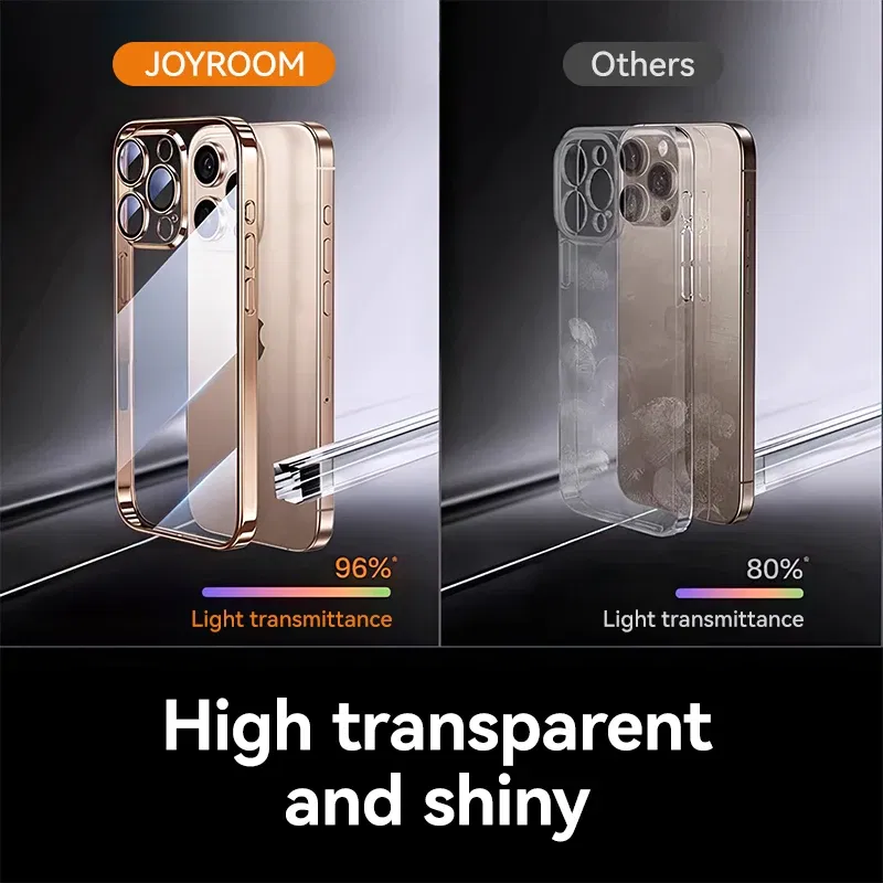 Color: Blue, Material: aluminum - Joyroom Case For iPhone 16 15 14 13 Pro Max Transparent Cover For iPhone 16 Pro Max Soft TPU Anti-drop Case With Len Protection