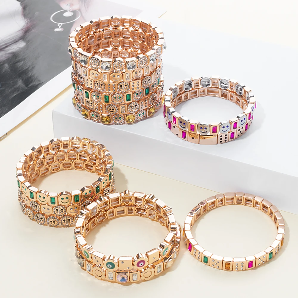 Metal Color: Rhodium Plated, Ships From: CHINA, Diameter: 50-52mm - 2024 New Rhinestone Happy Bangle For Women Diamond Hand Accessory