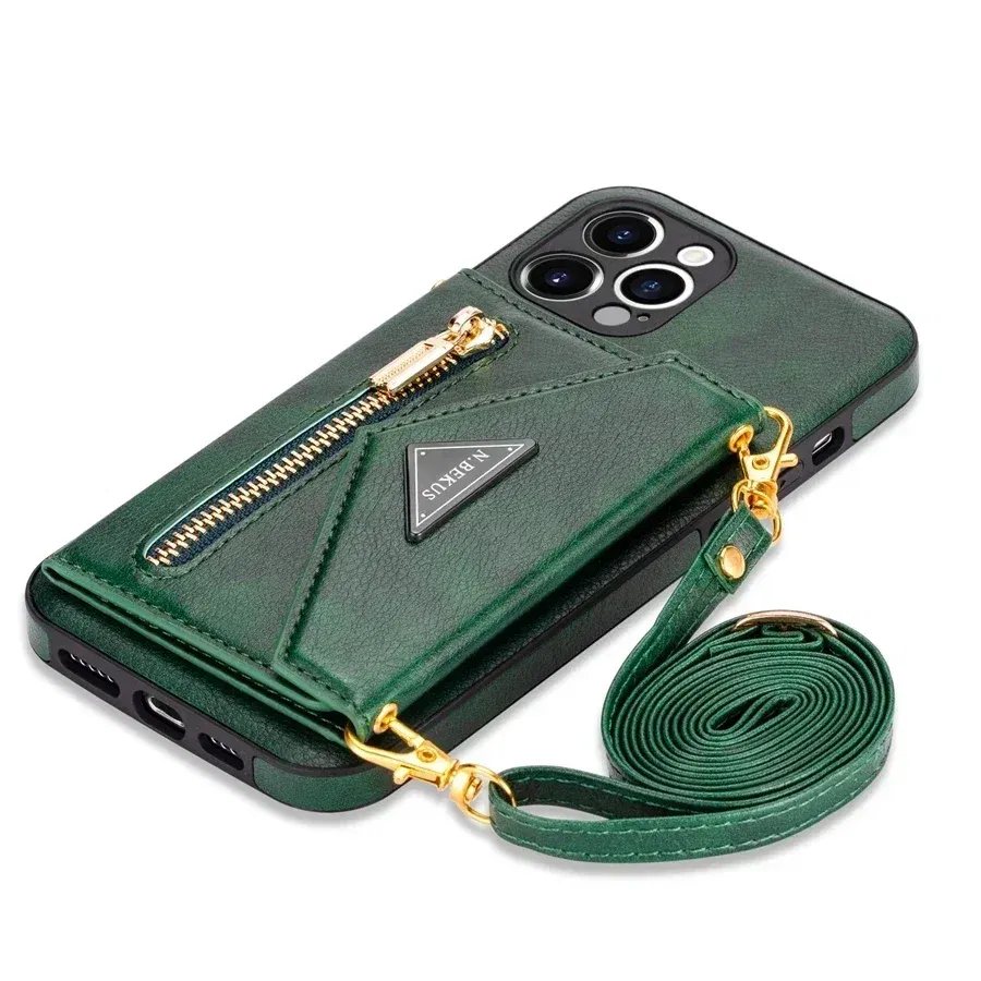 Color: Red, Material: tpu - Wallet Side Card Zipper Flip Crossbody Leather Case For iPhone 15 14 Pro Max 13 Mini 12 11 SE 2022 2020 X XS XR 8 7 6 6s Plus