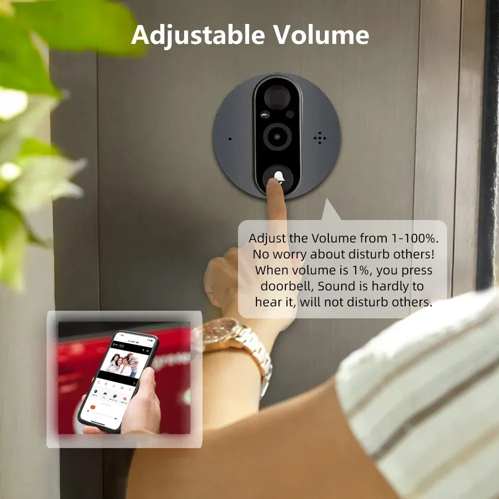 Color: green, Ships From: CHINA - New! 3MP Tuya Smart Life APP Home Battery WiFi Video Digital Door Peephole Viewer PIR IR Door Bell Magic Eye FHD Camera Alexa