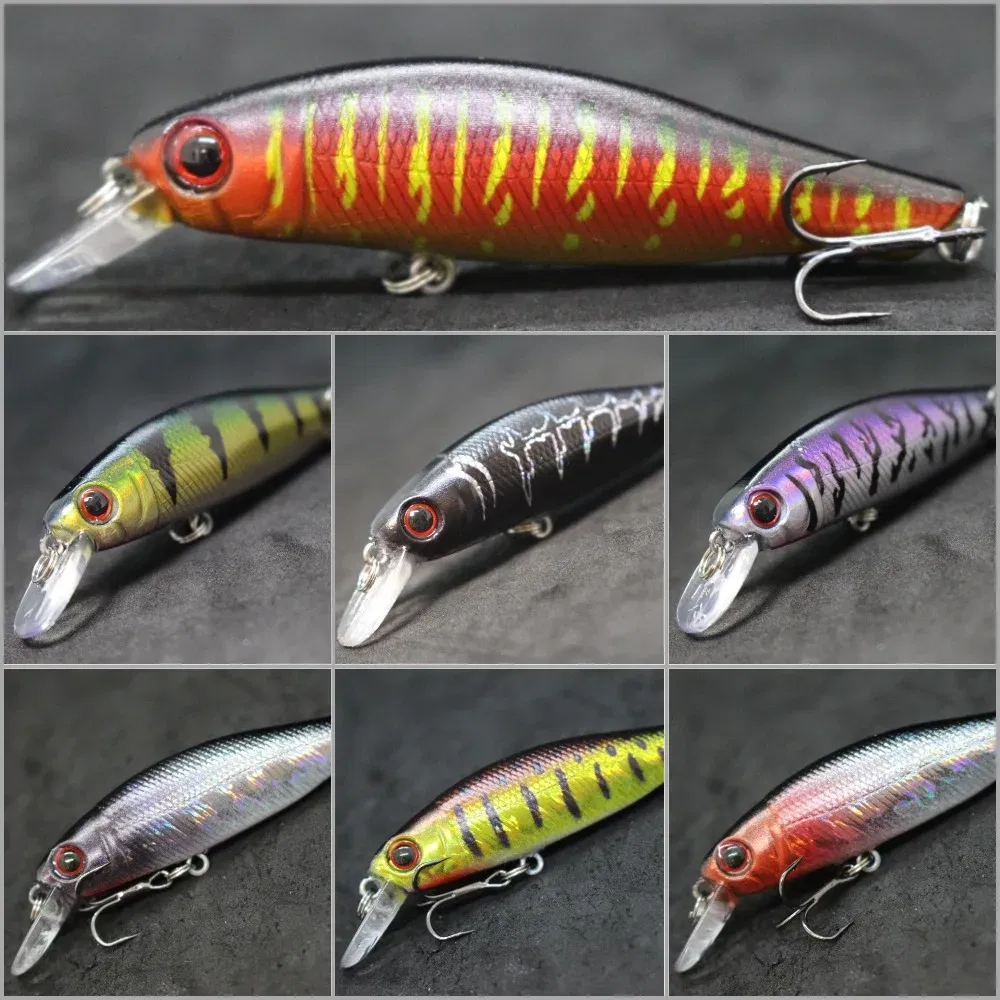 Color: Red - wLure Minnow Fishing Lure Jerkbait 9g 8cm 0.5 Meter Depth 2 Black Nickle #8 Hooks 3D Hard Eyes M606