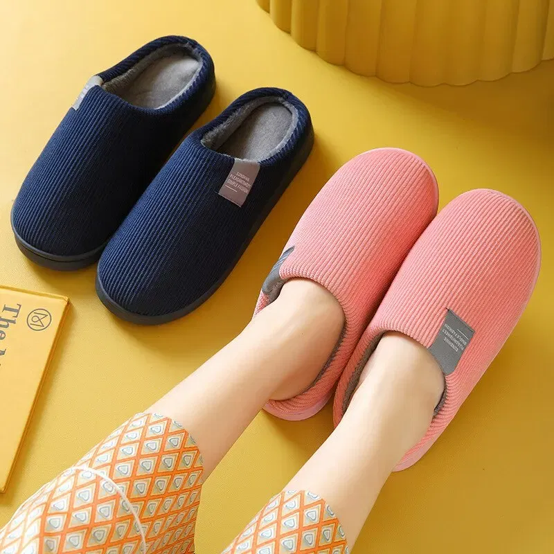 Shoe Size: 36, Color: Pink - Women's Men's Thick Soft Bottom Home Slippers Household Plush Slippers Anti-slip Thermal Slippers Indoor Winter