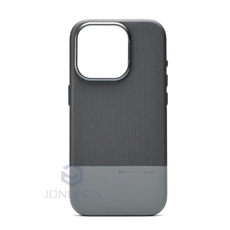 Color: Beige, Material: Genuine Leather - Business Hit Color Relief Leather Case For iPhone 16 15 14 13 Pro Max For Magsafe Magnetic Wireless Charge Alloy Len Cover Bag