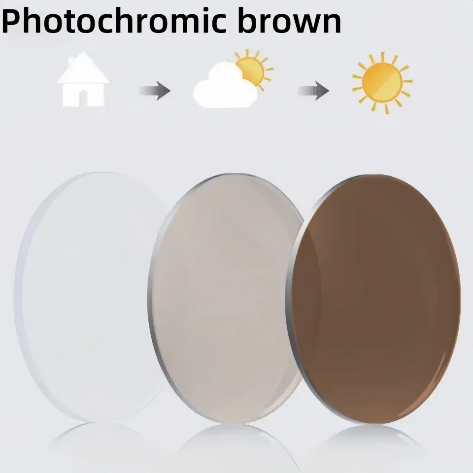 Lenses Color: Khaki, Lens Index: 1.67 - Old Flower ADD 1.56 1.61 1.67 1.74 Prescription CR-39 Aspheric Glasses Lenses Myopia Photochromic Sunglasse Lens