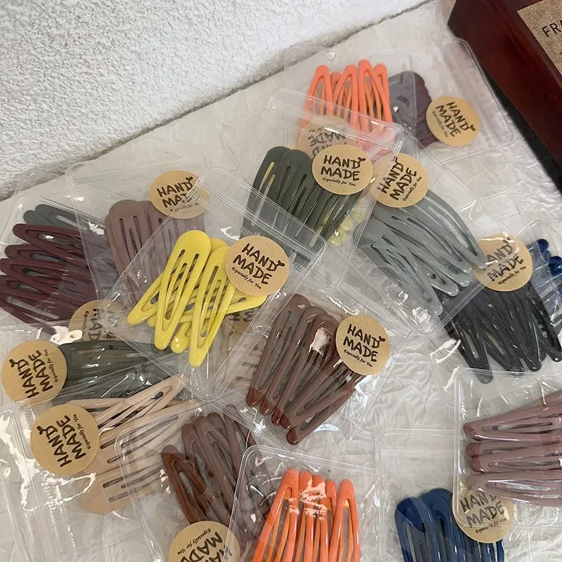 Color: Light Grey - 5Pc Korean Snap Hairgrip Hair Clips Bangs Clip Edge Clip Waterdrop Shape BB Hairpins DIY Fashion Headwear Women Hair Accessories