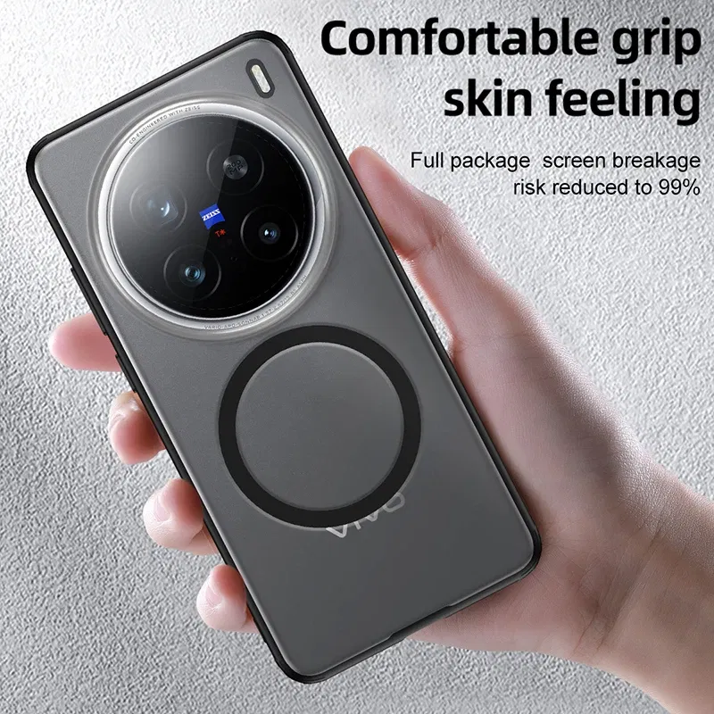 Color: black, Material: ABS - Magnetic Case For Vivo X200 Pro Case MagSafe Transparent Phone Cover For Vivo X200Pro Mini 5G Protect Shell Shockproof Bumper