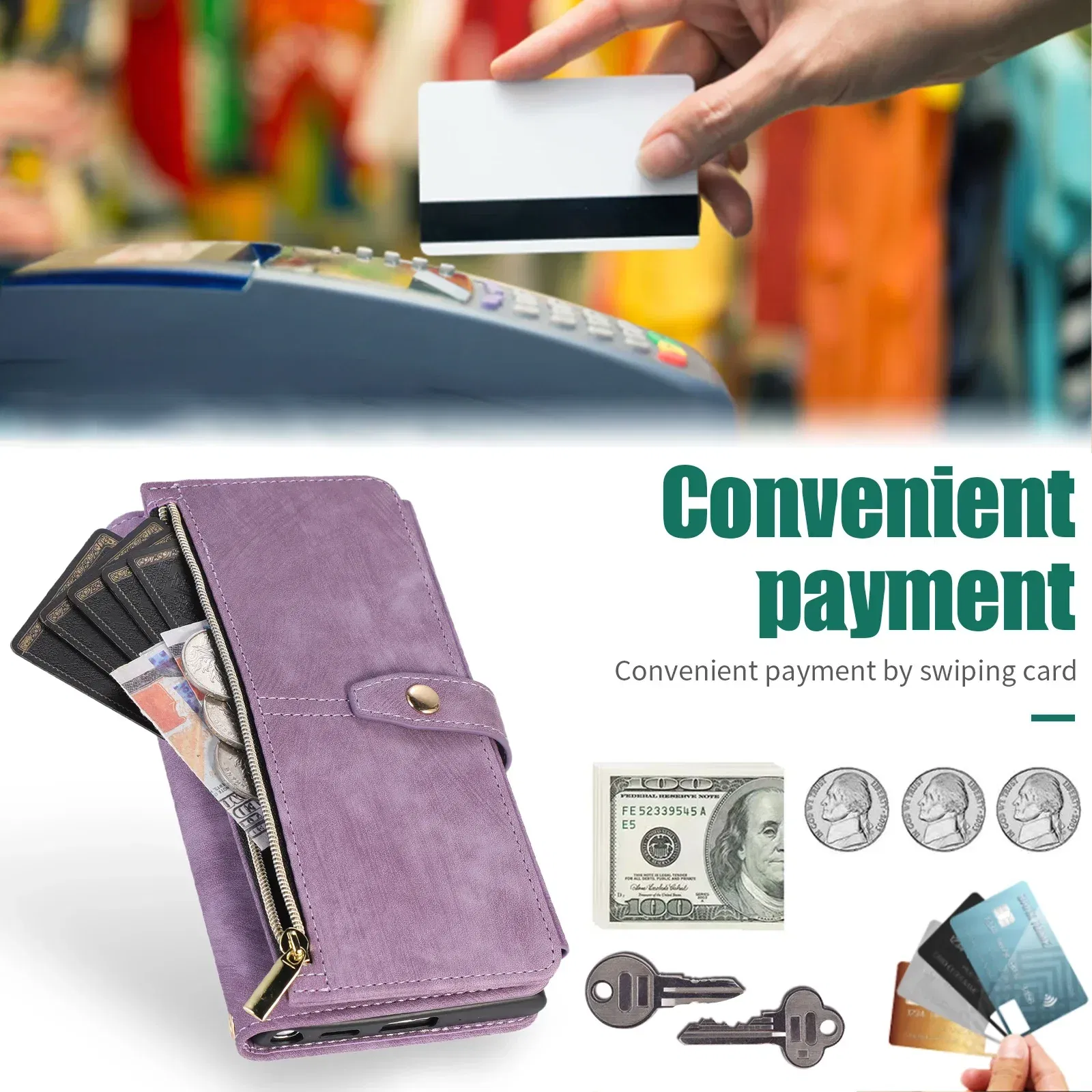 Color: SKY BLUE, Material: ABS - Crossbody Wallet Phone Case for Samsung Galaxy Z Fold 6 5 4 3 Fold5 Fold4 Fold6 5G Card Holder Stand Lanyard Flip Leather Cover
