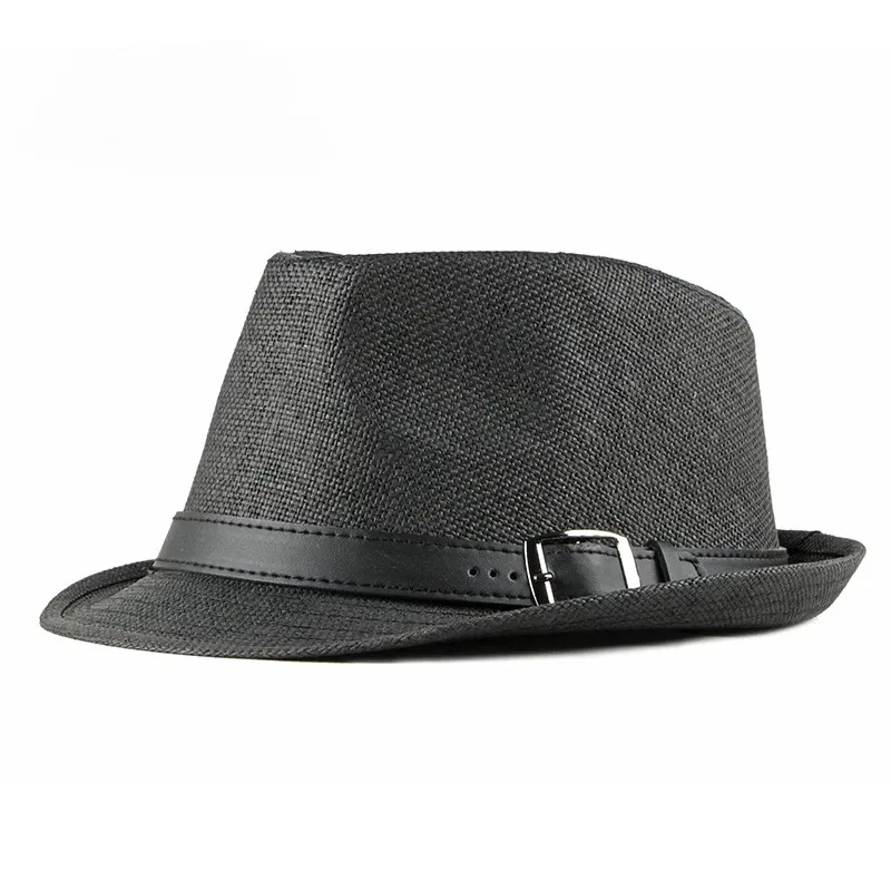 Color: Beige - Summer Straw Hat Male Korean Fashion Hat Female Sun Visor British Retro Gentleman Jazz Hat