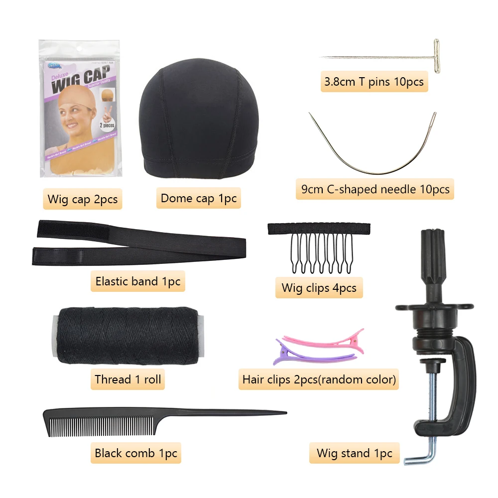 Color: Gold - Canvas Block Head Set with Wig Head Stand Table Clamp for Making Wigs Mannequin Head Wig Accessories ?»?