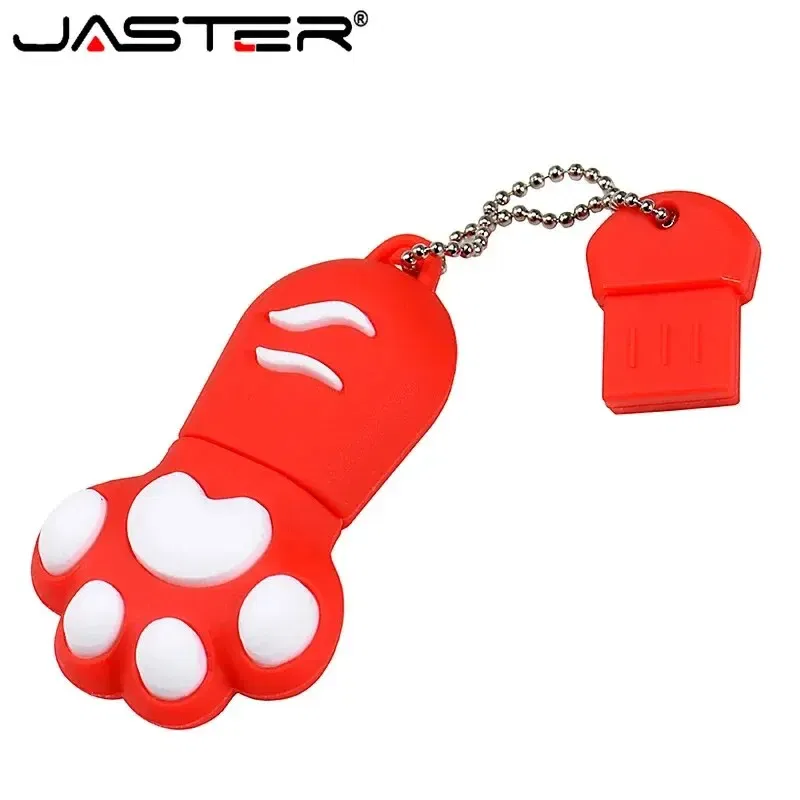 Capacity: 32GB, Color: Red - JASTER Cute Cat Claw USB Flash Drive 64GB Cartoon Memory Stick 32GB Creative Gift Pen Drive 16GB Pink Silicone External Storage