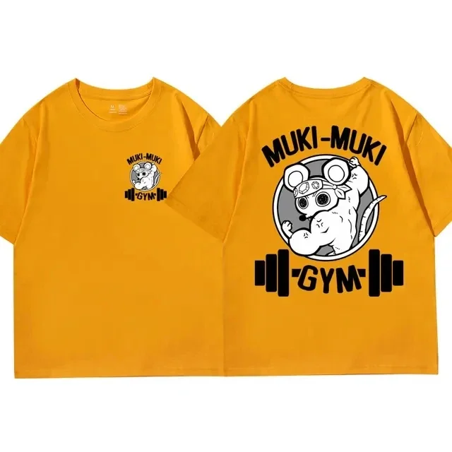 Color: Blue, Size: L - Anime Demon Slayer Uzui Tengen Print T-shirts Unisex Funny Ninja Mice Muki Muki Gym T Shirt Muscular Mouse Oversized T-shirt