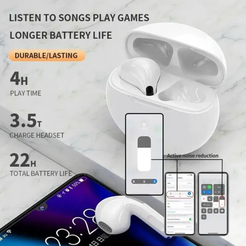 Color: Blue, Ships From: CHINA - Original Lenovo TWS Air Pro 6 Earphones Wireless Bluetooth 5.0 HiFi Sport Noise Reduction Headphones Touch Control Earbuds