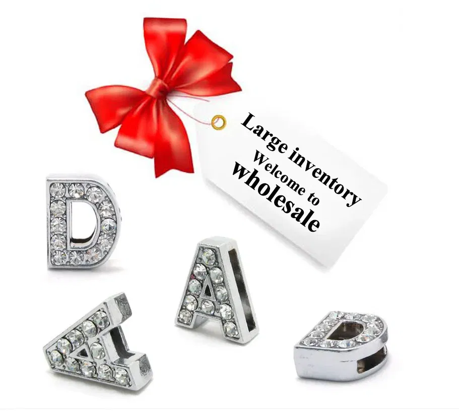 Color: camel - Rhinestone Slide Charms Letters For Jewelry Making Women Bracelet 8mm Alphabet A-Z Pet Collar Necklace DIY Accessories Gift
