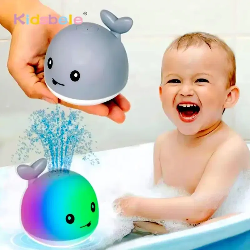 Color: WHITE - Kids Whale Fountain Bath Toys Spray Water Shower Swim Pool Toys Automatic Sprinkler With Colorful Light For Baby 6-36 Months