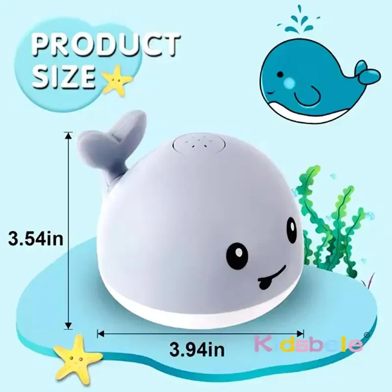 Color: WHITE - Kids Whale Fountain Bath Toys Spray Water Shower Swim Pool Toys Automatic Sprinkler With Colorful Light For Baby 6-36 Months
