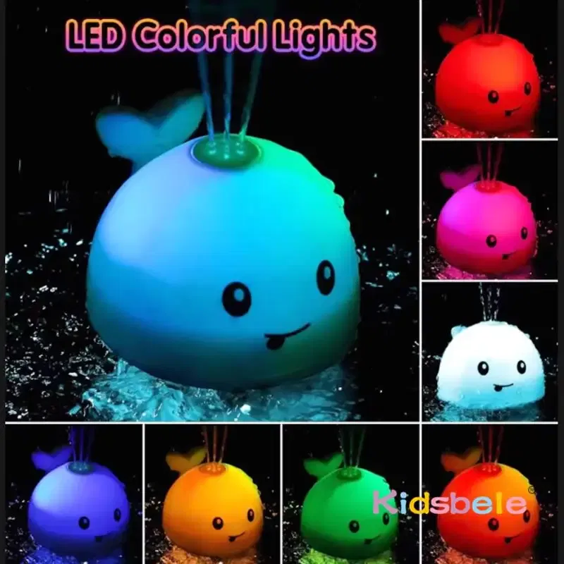 Color: WHITE - Kids Whale Fountain Bath Toys Spray Water Shower Swim Pool Toys Automatic Sprinkler With Colorful Light For Baby 6-36 Months