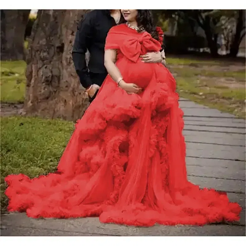 Color: SKY BLUE, Maternity Size: 6, Ships From: CHINA - BIG BOW Tulle Ruffle maternity dresses photoshoot baby shower п?»?°?‚ь?µ д?»я ?±?µр?µм?µнн?‹?… فس?§تي?† ?&sh