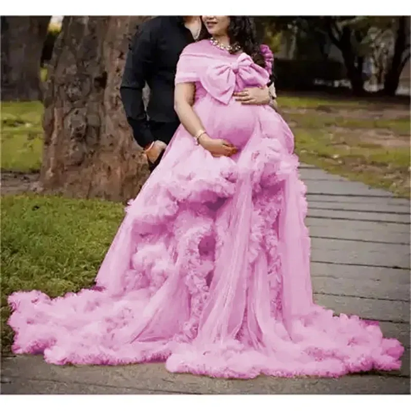 Color: SKY BLUE, Maternity Size: 6, Ships From: CHINA - BIG BOW Tulle Ruffle maternity dresses photoshoot baby shower п?»?°?‚ь?µ д?»я ?±?µр?µм?µнн?‹?… فس?§تي?† ?&sh