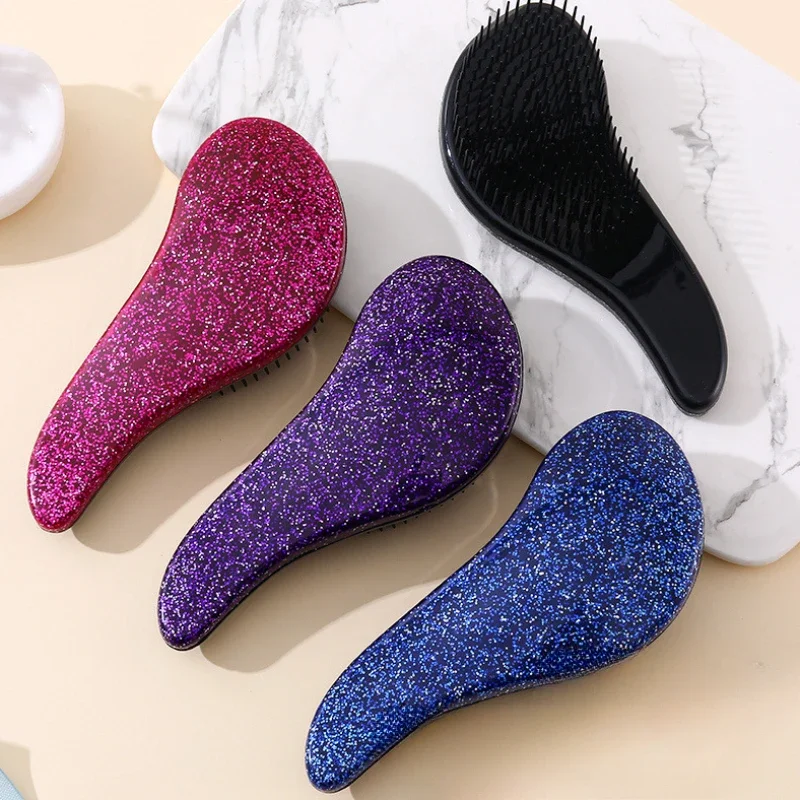 Color: Gold - Children Magic Handle Detangle Hair Comb Shower Massage Hairbrush Anti Static Massage Hair Brush Woman Salon Hair Accessories
