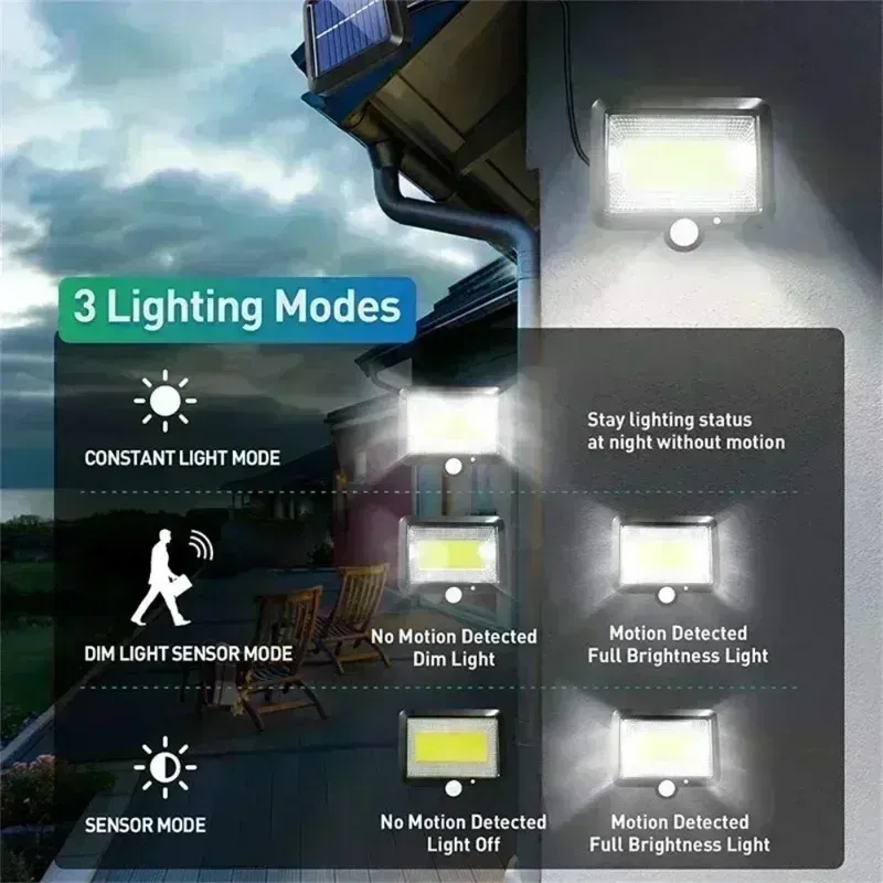 Emitting Color: Lemon yellow - COB LED Solar Light Outdoor PIR Motion Sensor Solar Waterproof Wall Emergency Street Light Garage Lighting Patio Security Lights