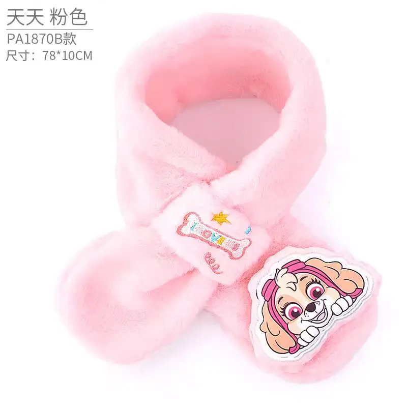 Color: Gold, Size: XXL - 100% Genuine Paw Patrol Thicken Cross Collar Scarf Kids Girls Glove Warm Winter Muffler Fur Plush Cute Shawl Scarfs High quality