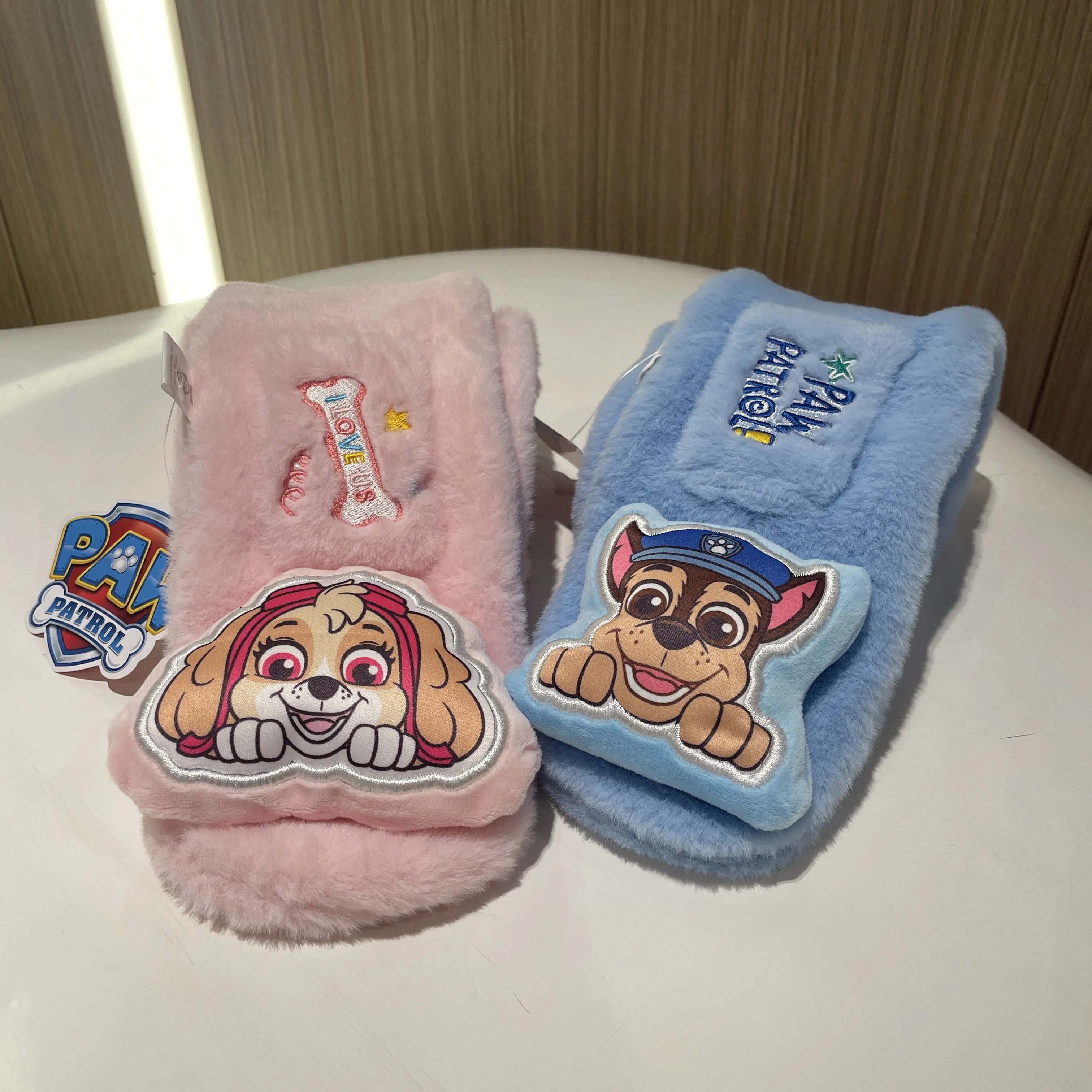 Color: Gold, Size: XXL - 100% Genuine Paw Patrol Thicken Cross Collar Scarf Kids Girls Glove Warm Winter Muffler Fur Plush Cute Shawl Scarfs High quality