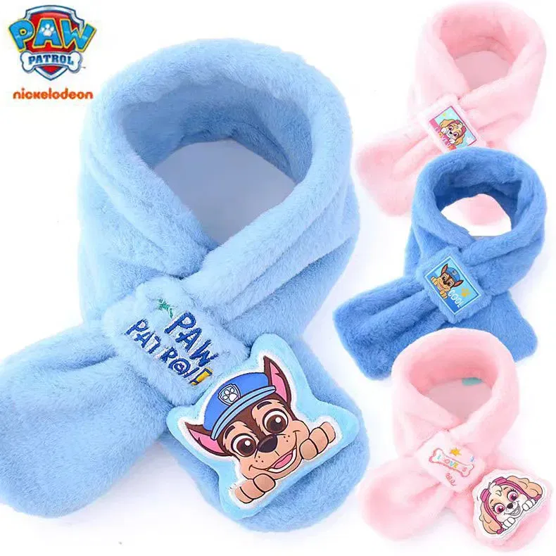 Color: Gold, Size: XXL - 100% Genuine Paw Patrol Thicken Cross Collar Scarf Kids Girls Glove Warm Winter Muffler Fur Plush Cute Shawl Scarfs High quality