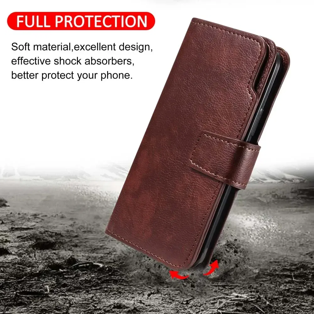 Color: Blue, Material: PC - Flip Leather Case for Redmi Note 13 12 11 Pro 13C 9 9A 9C Wallet Card Cover For Xiaomi 13T 11T Poco X5 C65 M6 X4 Pro
