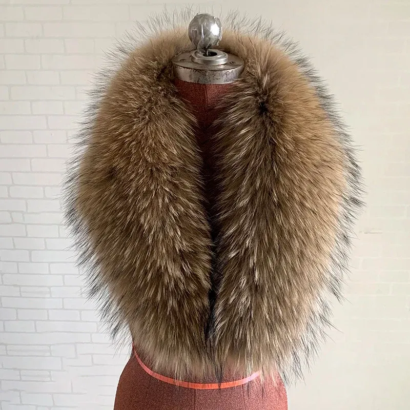 Color: Emerald Green, Size: M - 100% Natural Real Fox Fur Collar For Women Men Coat Jacket Fur Scarf Winter Extra Large Size Neck Warmer Fur Scarf Shawls Wraps