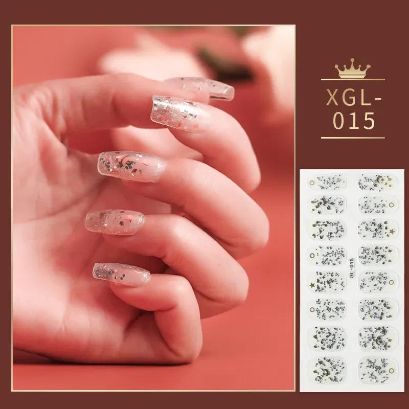 Color: Dark Grey - Shiny New Year Nail Sticker Self Adhesive Decor Sticker Nail Wraps Glitter Nail Polish Sticker Waterproof Christmas Nail Sticker