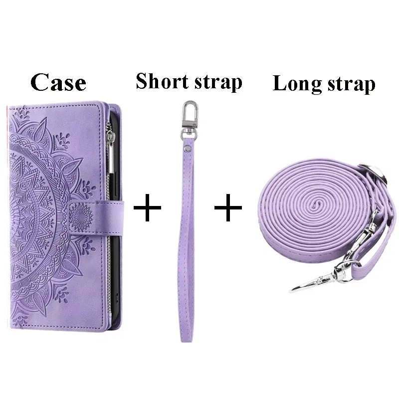 Color: MAROON, Material: POLYESTER - S 23 S24 Ultra 5G Leather Case for Samsung Galaxy S23 Ultra Flip Cover Zipper CrossBody Book Funda S 24 Plus S23 FE Wallet Etui