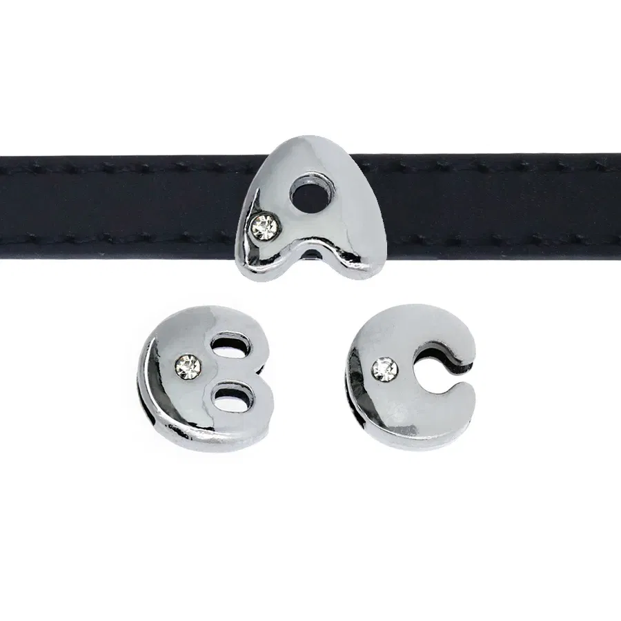 Color: WHITE - 8mm Fat Slide Letters Charms Bracelet Women Jewelry Making 1pc Slide Alphabet A-Z DIY Wristband Belt Keychain Pet Collar