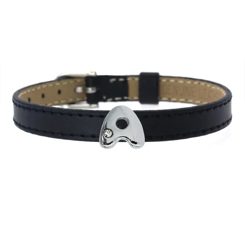 Color: WHITE - 8mm Fat Slide Letters Charms Bracelet Women Jewelry Making 1pc Slide Alphabet A-Z DIY Wristband Belt Keychain Pet Collar