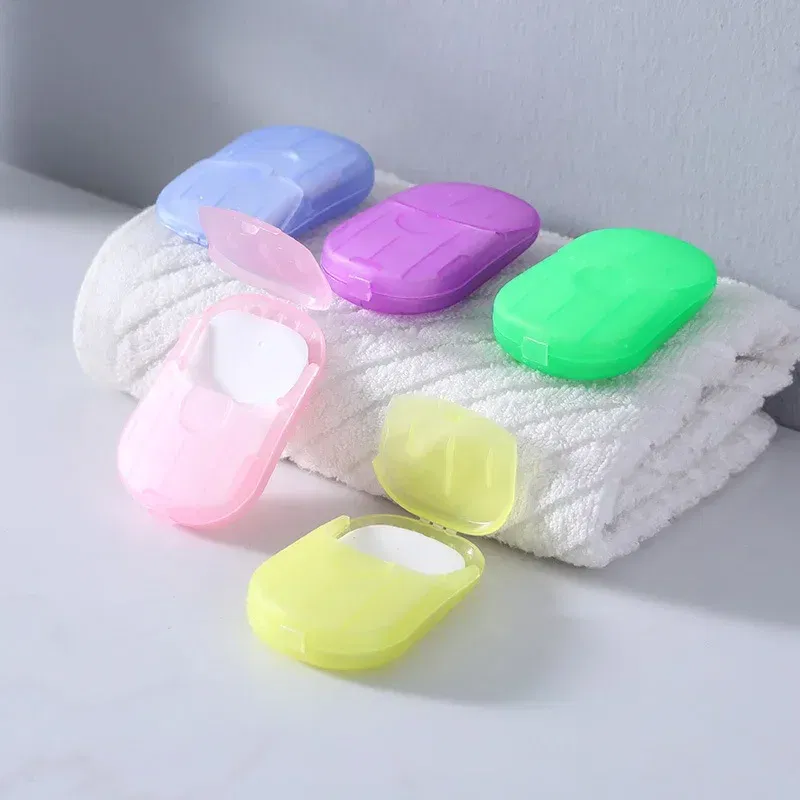 Color: Pink - New Portable Mini Disposable Soap Paper Travel Soap Paper Washing Hand Bath Clean Scented Slice Sheets Mini Clean Soap Tablets