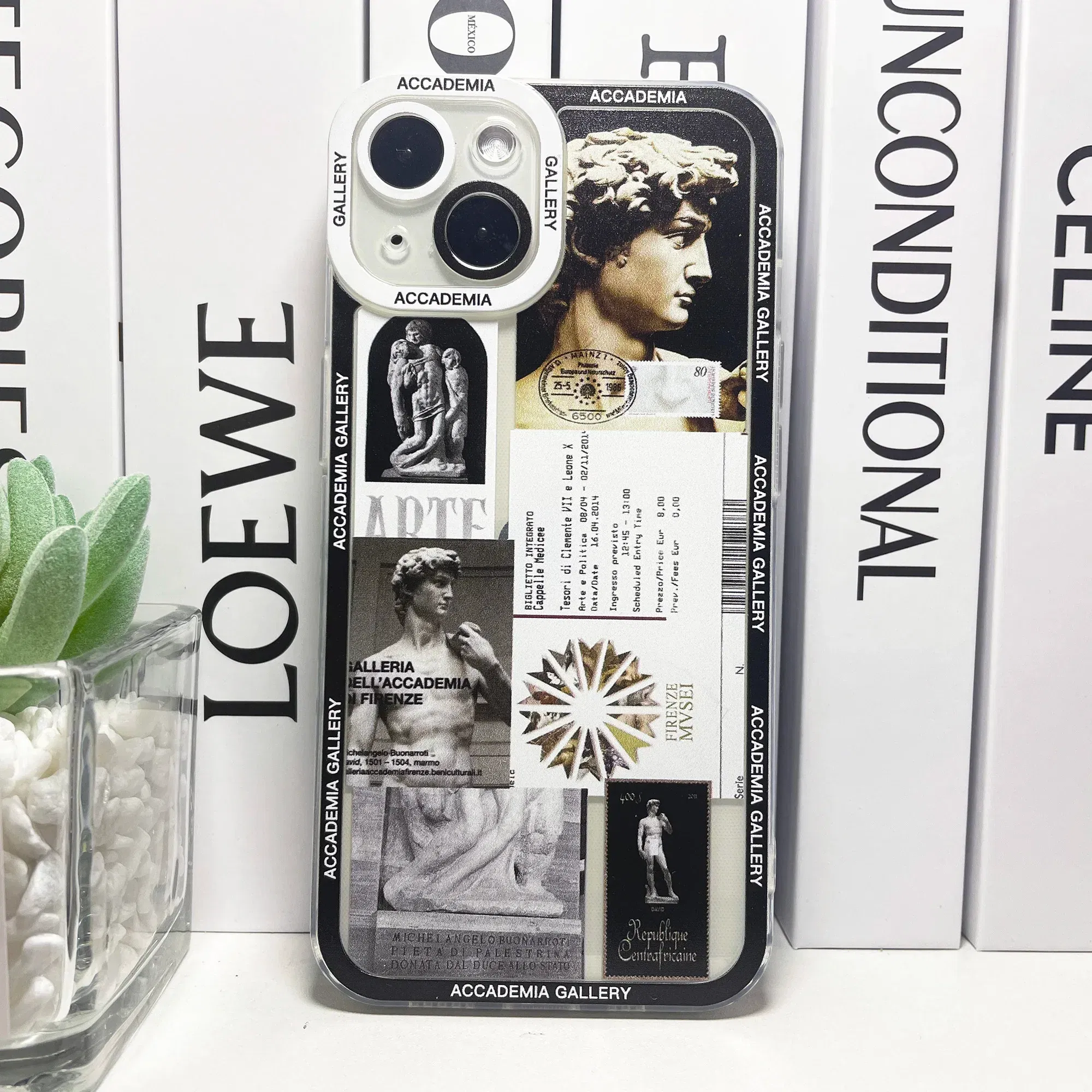 Color: Beige, Material: POLYESTER - Van Gogh David Museum Tickets Stickers Collage Art Phone Case For iPhone 14 13 12 11 Pro Max Mini XS X XR SE 7 8 Plus Soft Cover