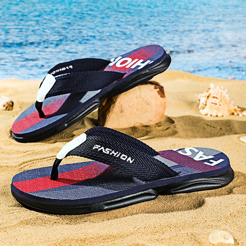 Color: Red, Shoe Size: 41 - Summer Men's Flip-flops Massage Granule Men Slippers Comfortable Beach Sandals Men Casual Shoes House Flip Flops Bathroom Shoes