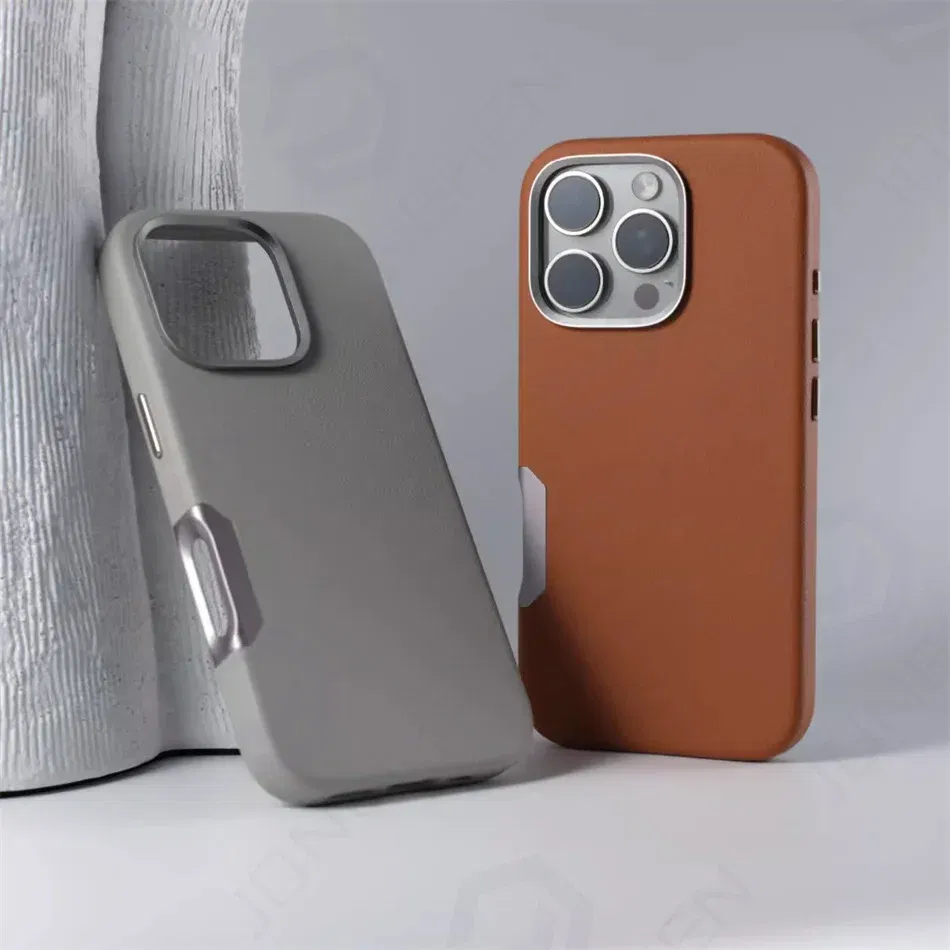Color: Blue, Material: Vinyl - For Magsafe Leather High Quality Alloy Camera Button Magnetic Case For iPhone 16 Pro Max 16pro Wireless Charge Shockproof Cover