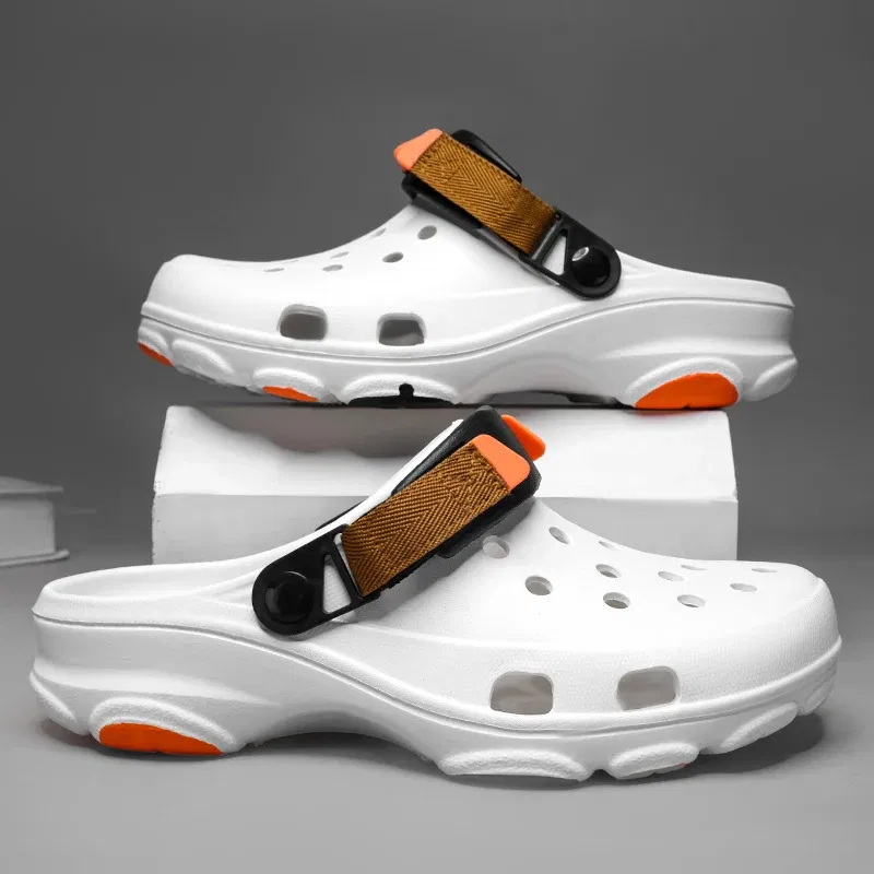 Color: Dark Khaki, Shoe Size: 38 - Summer Men's and Women's Leisure Breathable Garden Shoes, Couples Outdoor Beach Baotou Cool Drag Hole Shoes