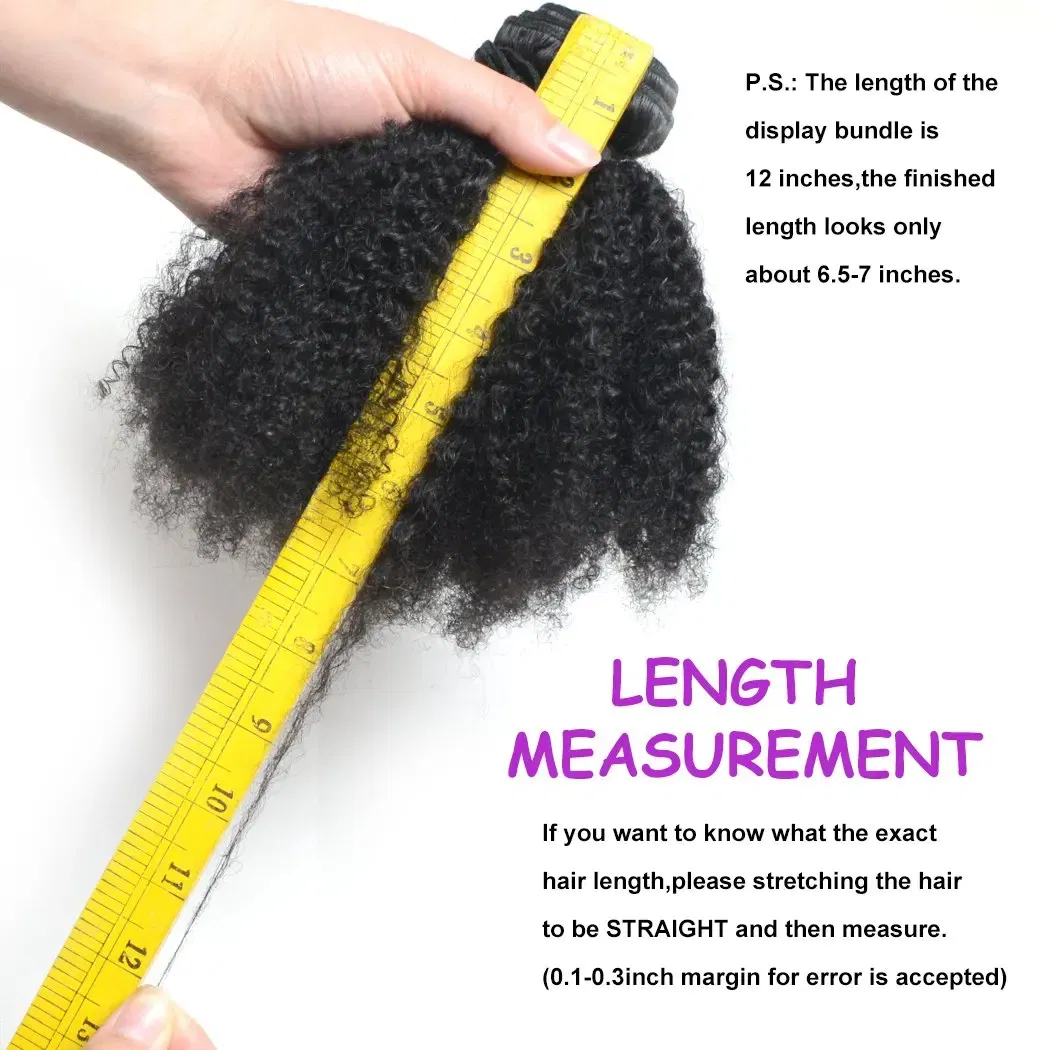 Color: Natural Color, Stretched Length: 12inches - Brazilian Afro Kinky Curly Human Hair Bundles 4b 4c Afro kinky Bulk Human Hair Weave Bundle Deal Hair Extensions Wholesale